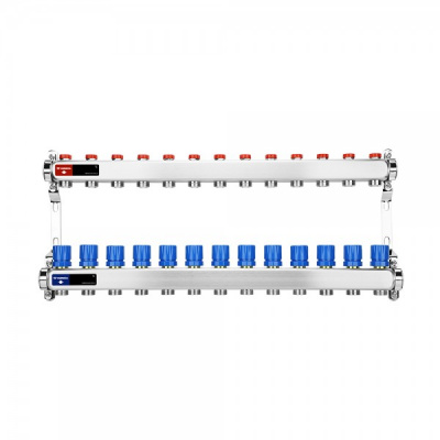 Распределительный коллектор (группа) для отопления Varmega VM15513 ВР 1", на 13 контуров 3/4" EK, нержавеющая сталь